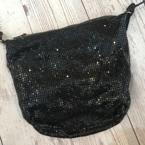 WHITING & DAVIS Black Metallic Mesh Pouch Purse - Picture 2 of 8